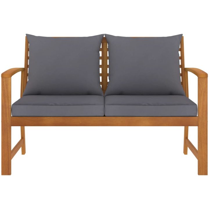 Trädgårdsbänk 120 cm mörkgrå dyna massivt akaciaträ vidaXL – bild 2