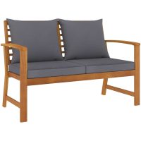 Trädgårdsbänk 120 cm mörkgrå dyna massivt akaciaträ vidaXL