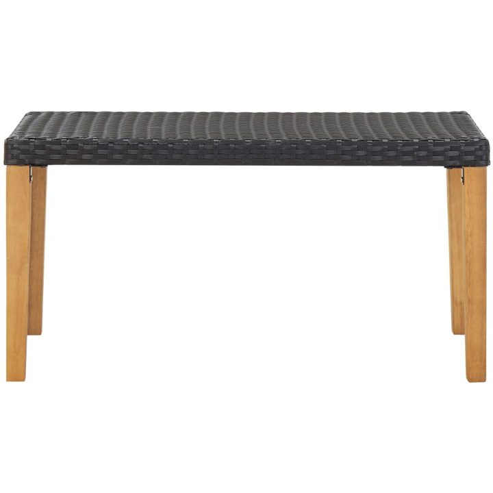 Trädgårdsbänk 120 cm svart konstrotting och massivt akaciaträ vidaXL – bild 2
