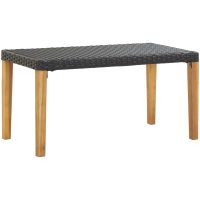 Trädgårdsbänk 120 cm svart konstrotting och massivt akaciaträ vidaXL