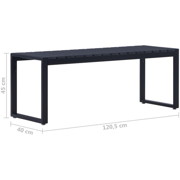 Trädgårdsbänk 120,5 cm PS-skiva svart vidaXL 120.5 x 40 x 45 cm – bild 5