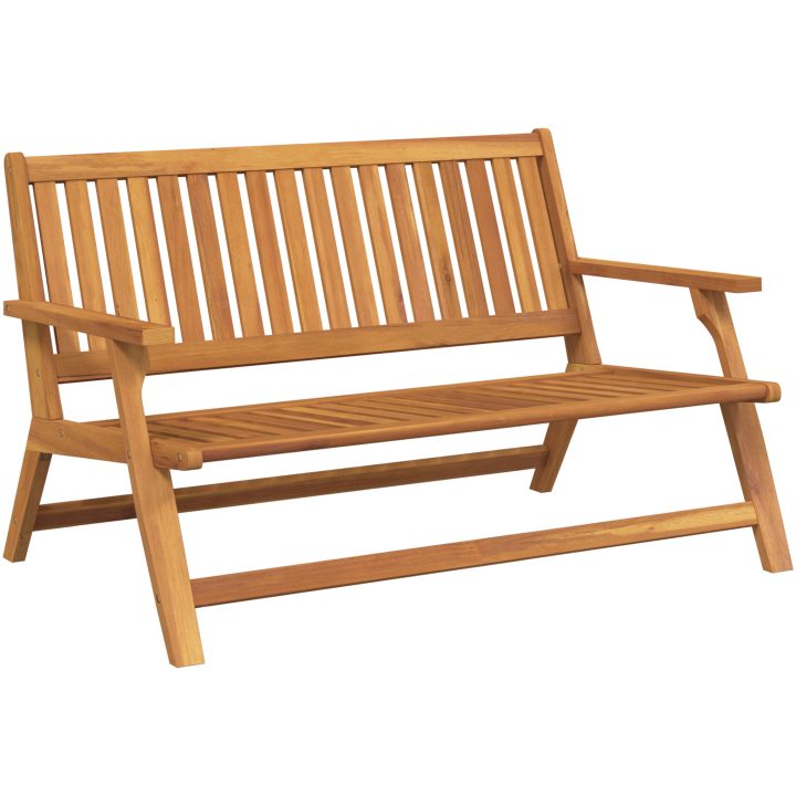 Trädgårdsbänk 122.5x77x74 cm Massivt akaciaträ vidaXL 122 x 78 x 73 cm – bild 2