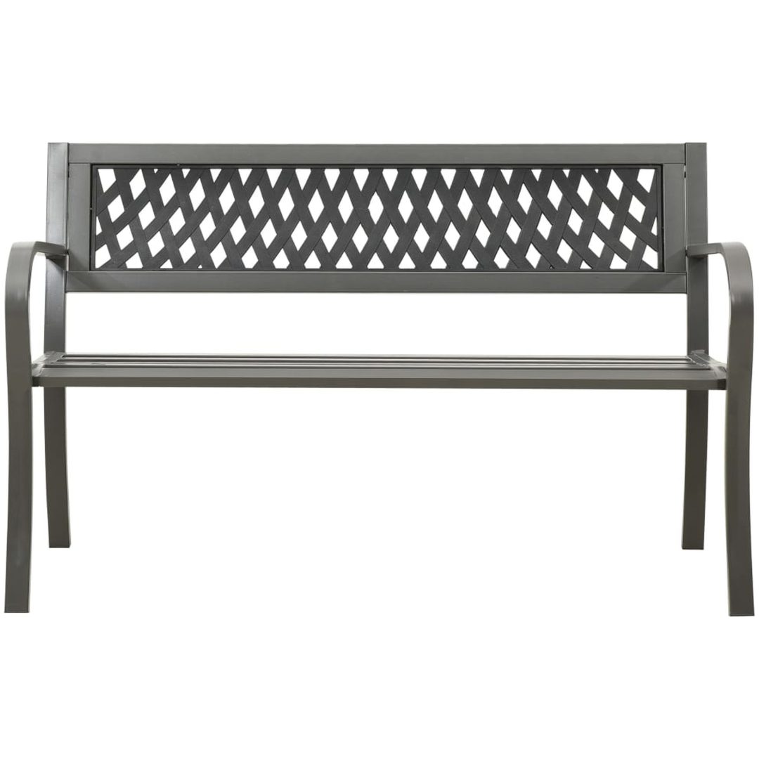 Trädgårdsbänk 125 cm stål grå vidaXL 125 cm – bild 2