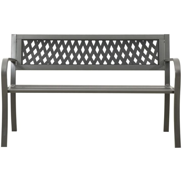 Trädgårdsbänk 125 cm stål grå vidaXL 125 cm – bild 2