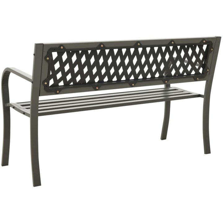 Trädgårdsbänk 125 cm stål grå vidaXL 125 cm – bild 4