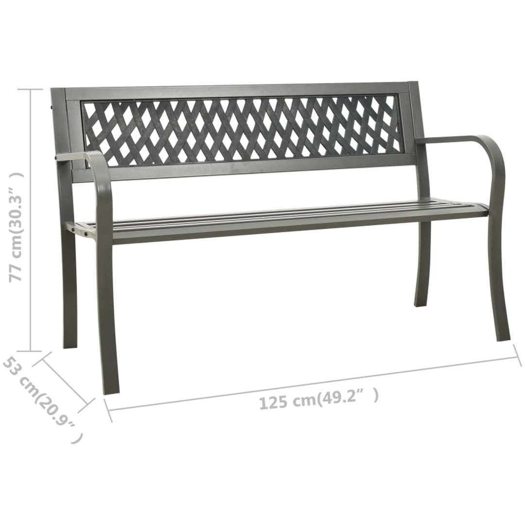 Trädgårdsbänk 125 cm stål grå vidaXL 125 cm – bild 6