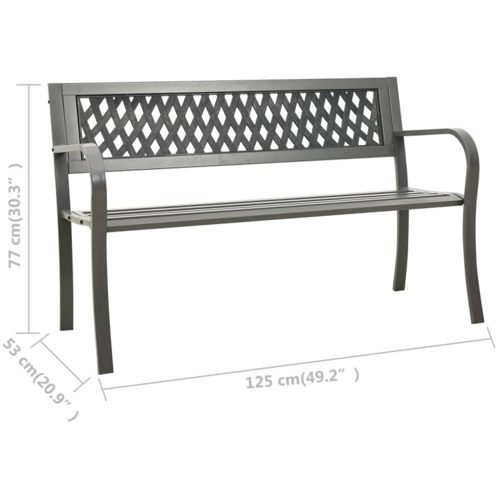 Trädgårdsbänk 125 cm stål grå vidaXL 125 cm – bild 6