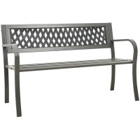 Trädgårdsbänk 125 cm stål grå vidaXL