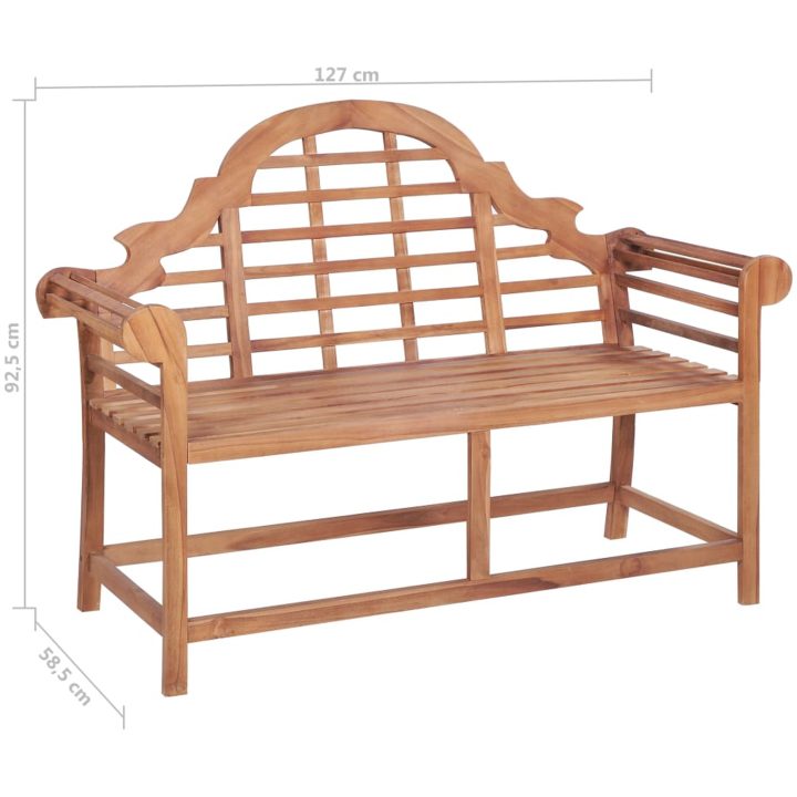 Trädgårdsbänk 127x58,5x92,5 cm massiv teak vidaXL – bild 8