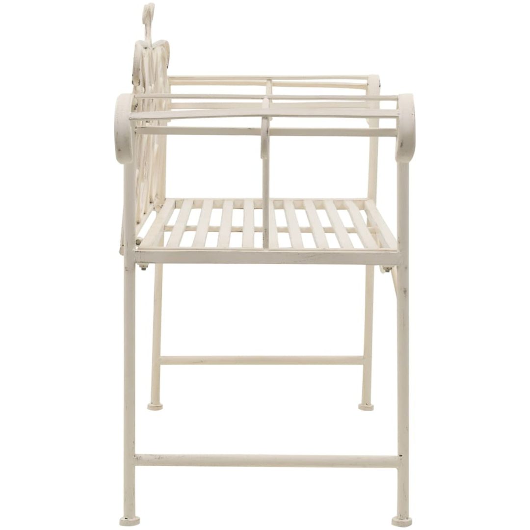 Trädgårdsbänk 132 cm metall antikvit vidaXL – bild 3