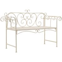 Trädgårdsbänk 132 cm metall antikvit vidaXL