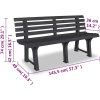 Trädgårdsbänk 145,5 cm plast antracit vidaXL – miniatyr 6
