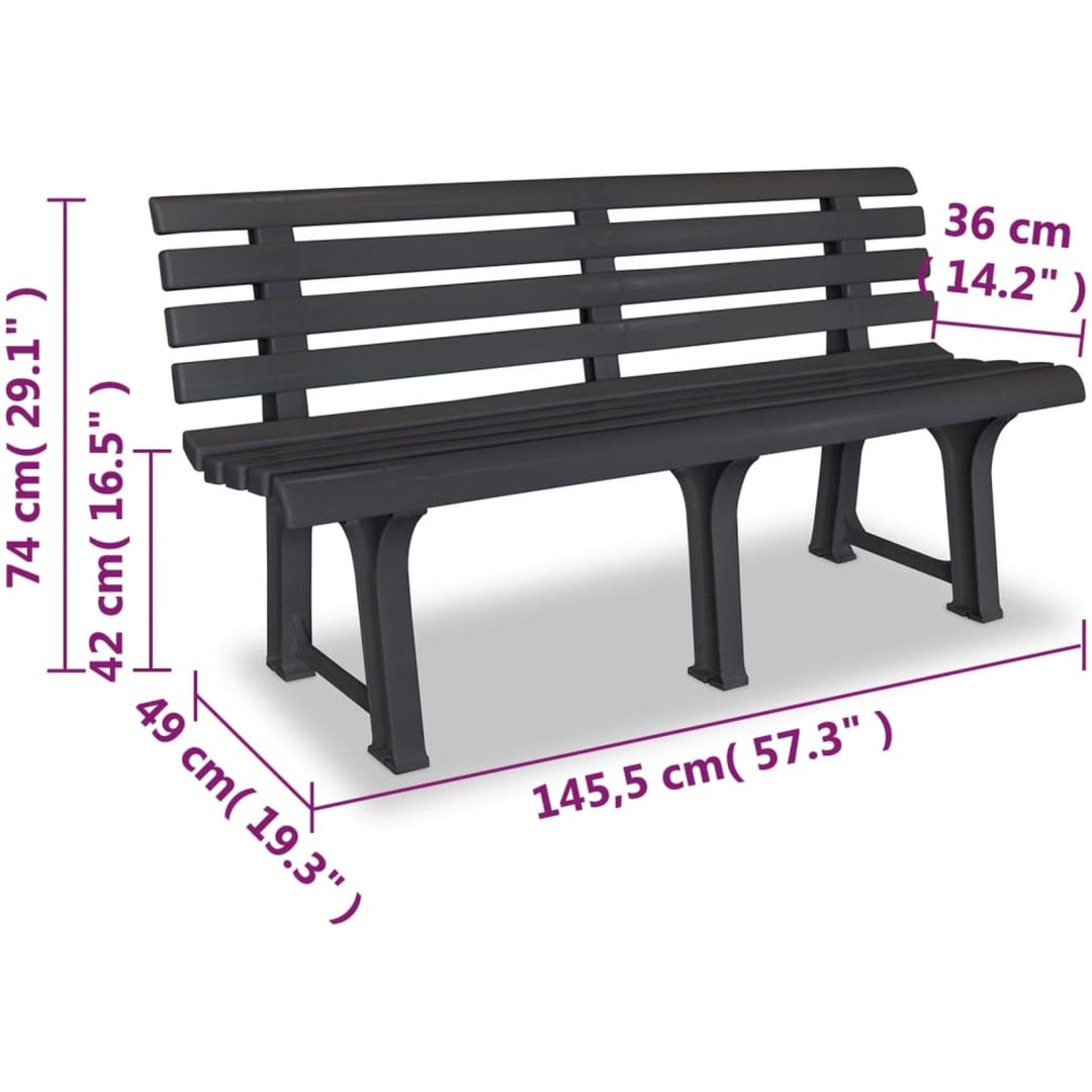 Trädgårdsbänk 145,5 cm plast antracit vidaXL – bild 6