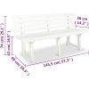 Trädgårdsbänk 145,5 cm plast vit vidaXL – miniatyr 6