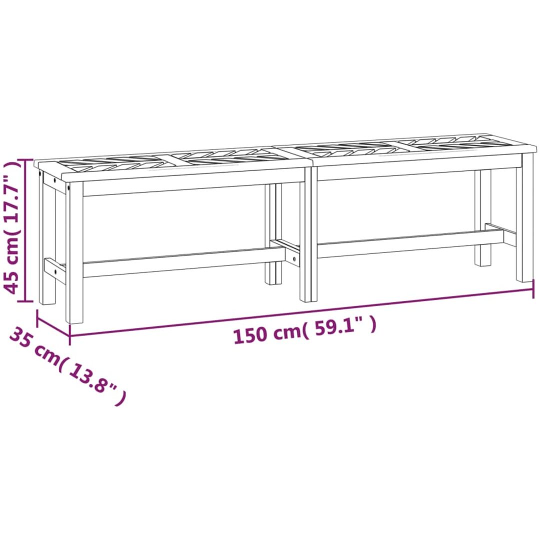 Trädgårdsbänk 150 cm massivt akaciaträ vidaXL 150 x 35 x 45 cm – bild 7