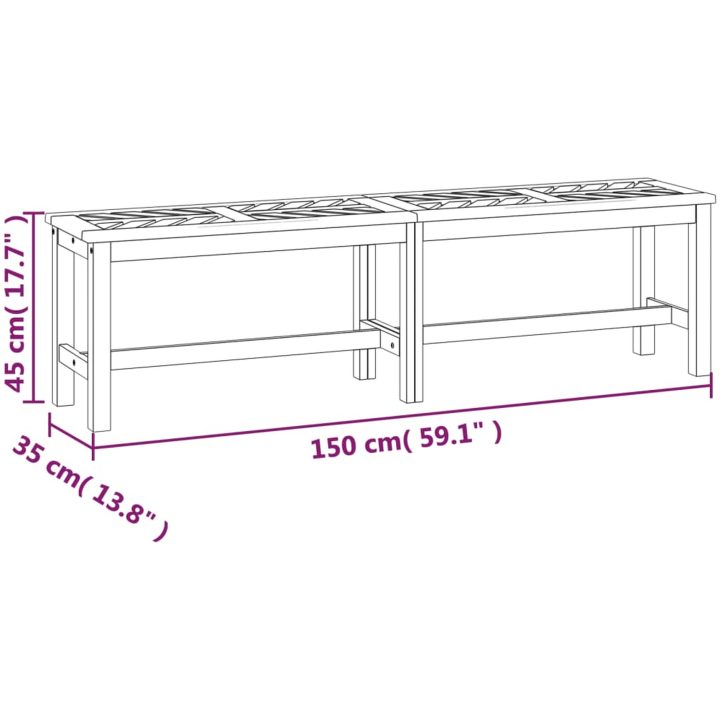 Trädgårdsbänk 150 cm massivt akaciaträ vidaXL 150 x 35 x 45 cm – bild 7