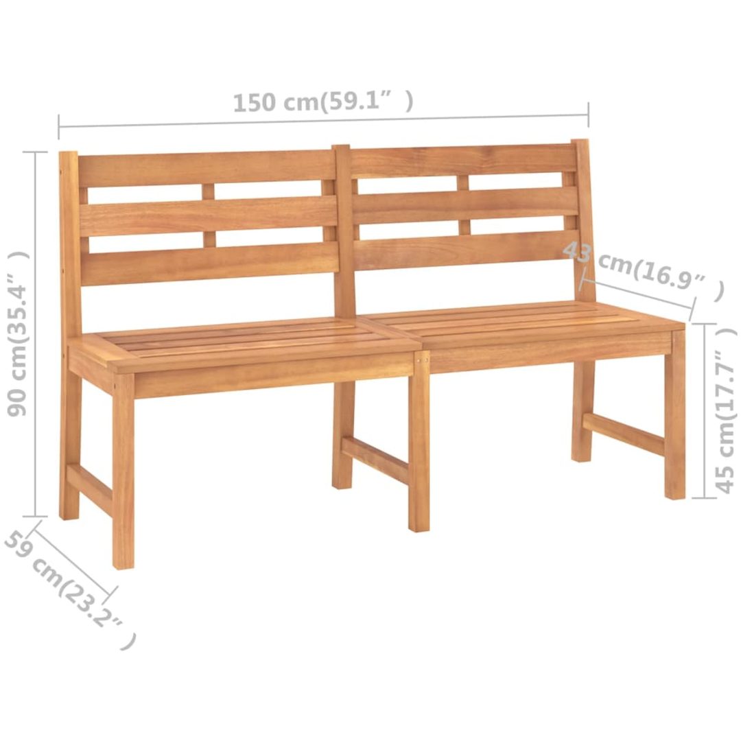 Trädgårdsbänk 180 cm massiv teak vidaXL 150 x 59 x 90 cm – bild 7