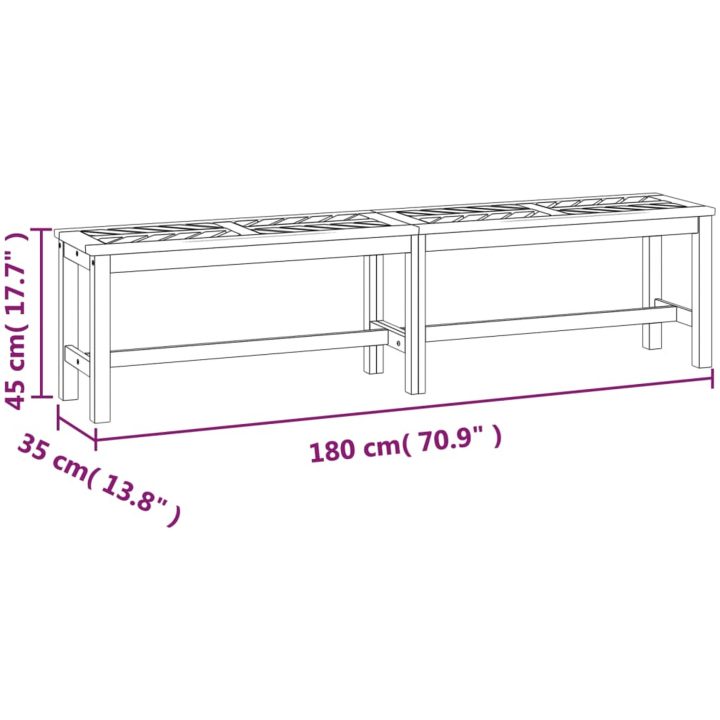 Trädgårdsbänk 180 cm massivt akaciaträ vidaXL 180 x 35 x 45 cm – bild 7