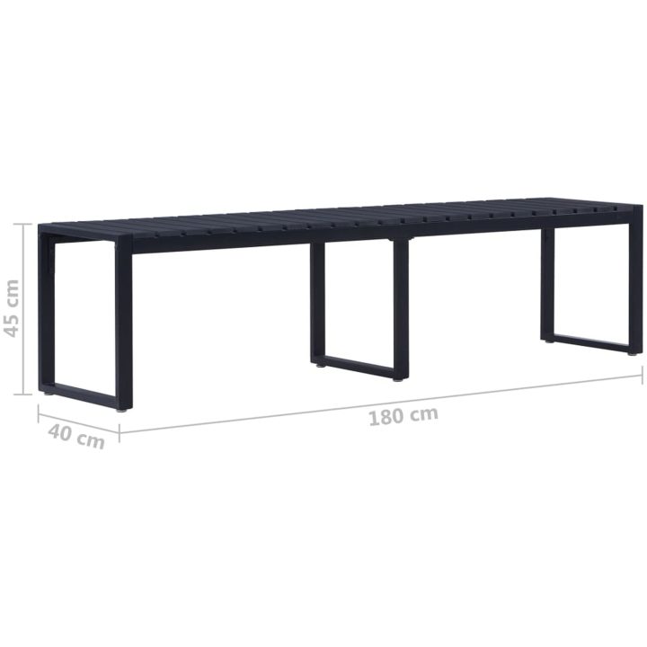 Trädgårdsbänk 180 cm PS-skiva svart vidaXL 180 x 40 x 45 cm – bild 5
