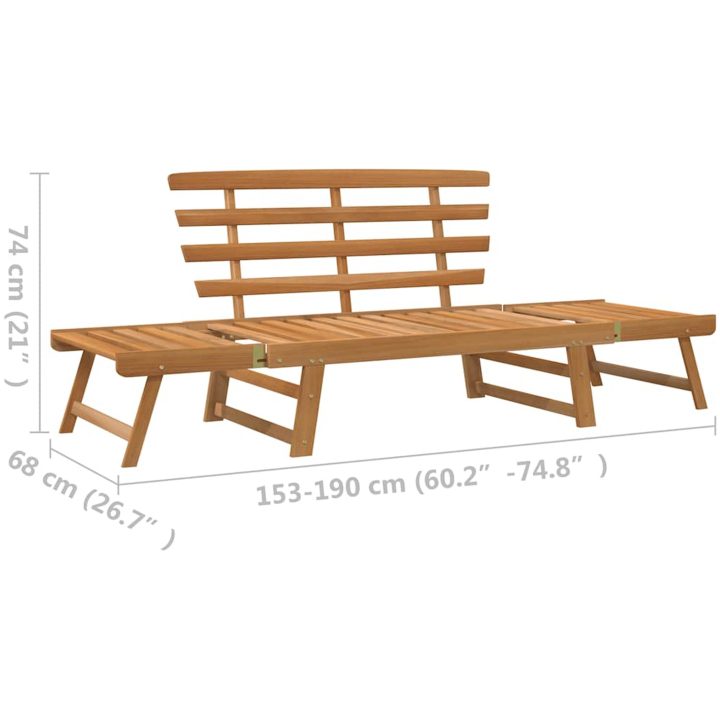 Trädgårdsbänk 2-i-1 190 cm massivt akaciaträ vidaXL – bild 10
