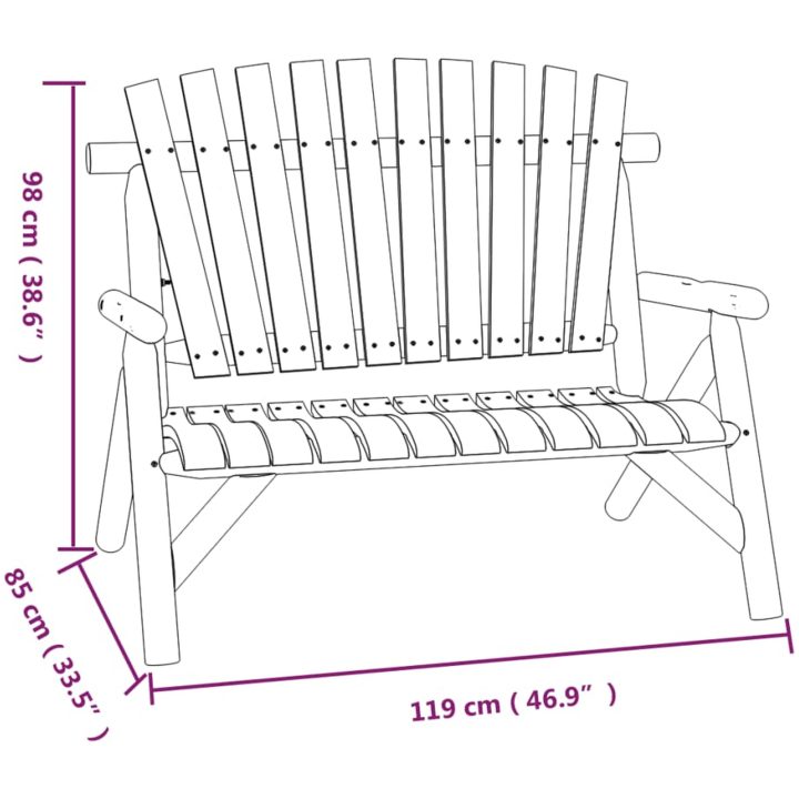 Trädgårdsbänk 2-sits 119x85x98 cm massivt granträ vidaXL – bild 6