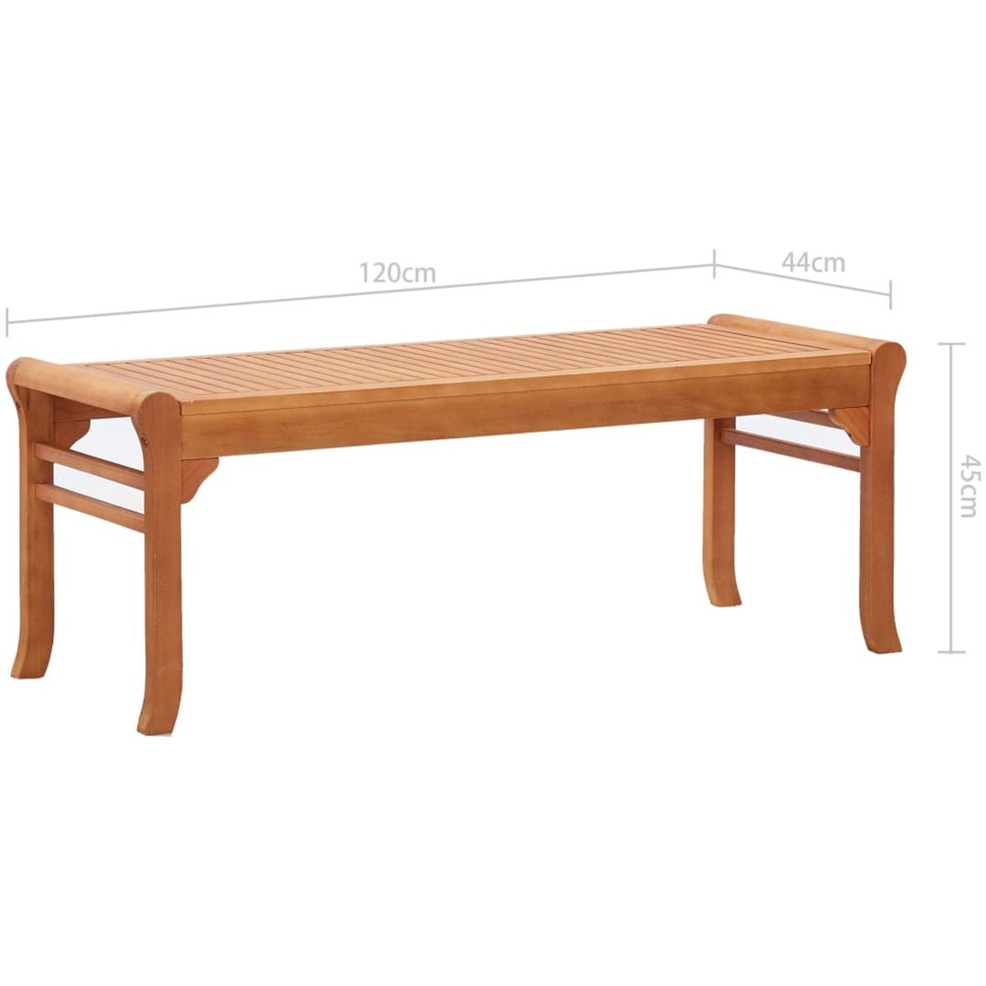Trädgårdsbänk 2-sits 120 cm massivt eukalyptusträ vidaXL 120 x 44 x 45 cm – bild 6