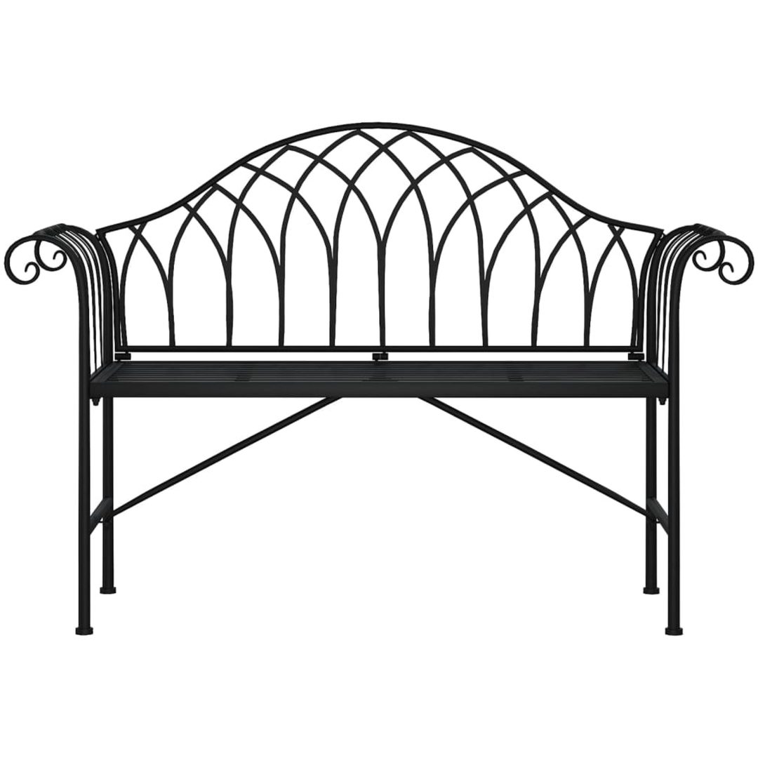 Trädgårdsbänk 2-sits 128 cm svart stål vidaXL – bild 3