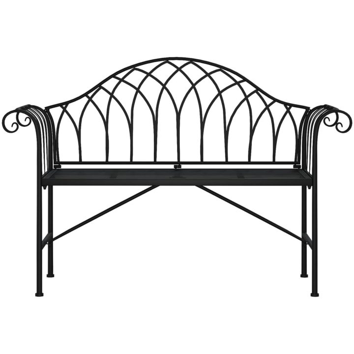 Trädgårdsbänk 2-sits 128 cm svart stål vidaXL – bild 3
