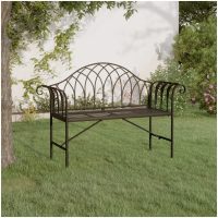 Trädgårdsbänk 2-sits 128 cm svart stål vidaXL