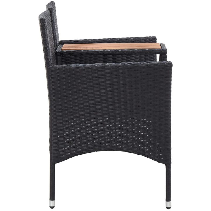 Trädgårdsbänk 2-sits med bord 143 cm konstrotting svart vidaXL – bild 3