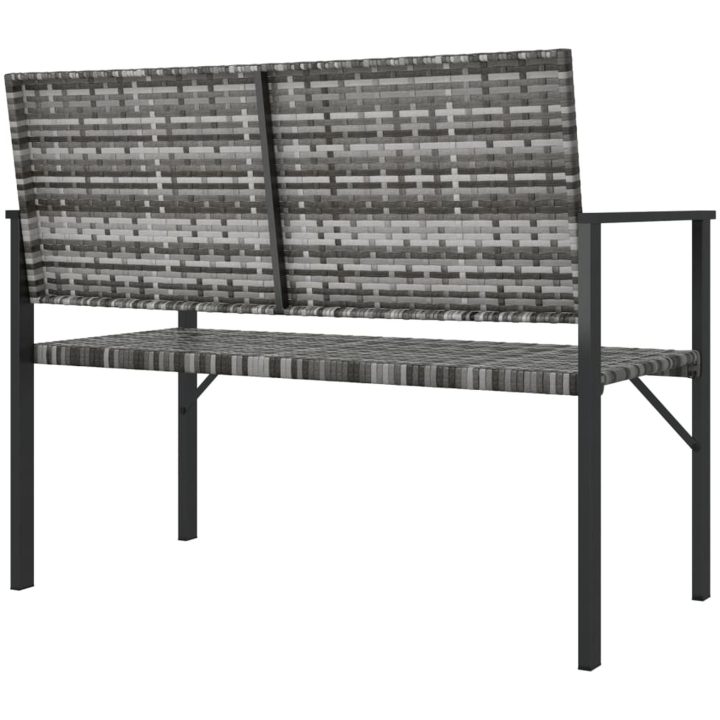 Trädgårdsbänk 2-sits med dyna konstrotting grå vidaXL – bild 5