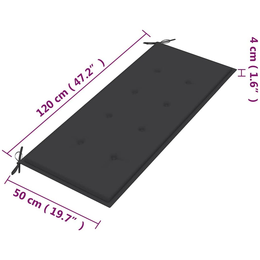 Trädgårdsbänk 2-sits med dyna massivt eukalyptusträ vidaXL 120 cm – bild 10