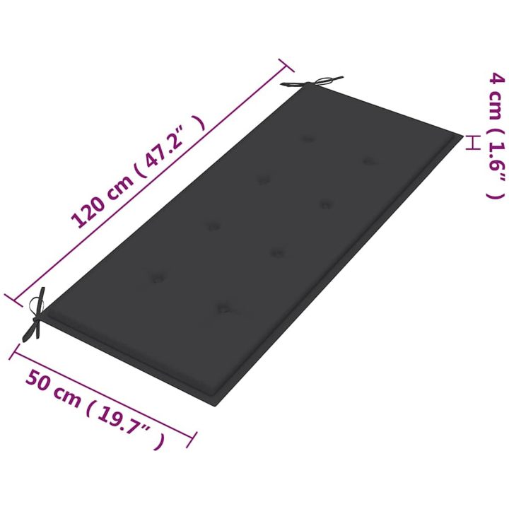 Trädgårdsbänk 2-sits med dyna massivt eukalyptusträ vidaXL 120 cm – bild 10