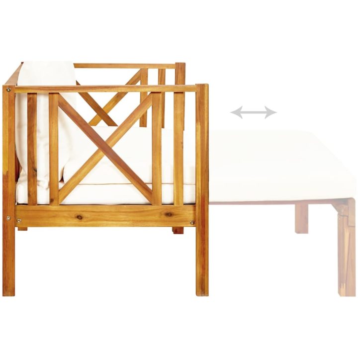 Trädgårdsbänk 2-sits med dynor massivt akaciaträ vidaXL 122 cm – bild 6