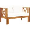 Trädgårdsbänk 2-sits med dynor massivt akaciaträ vidaXL 122 cm – miniatyr 1