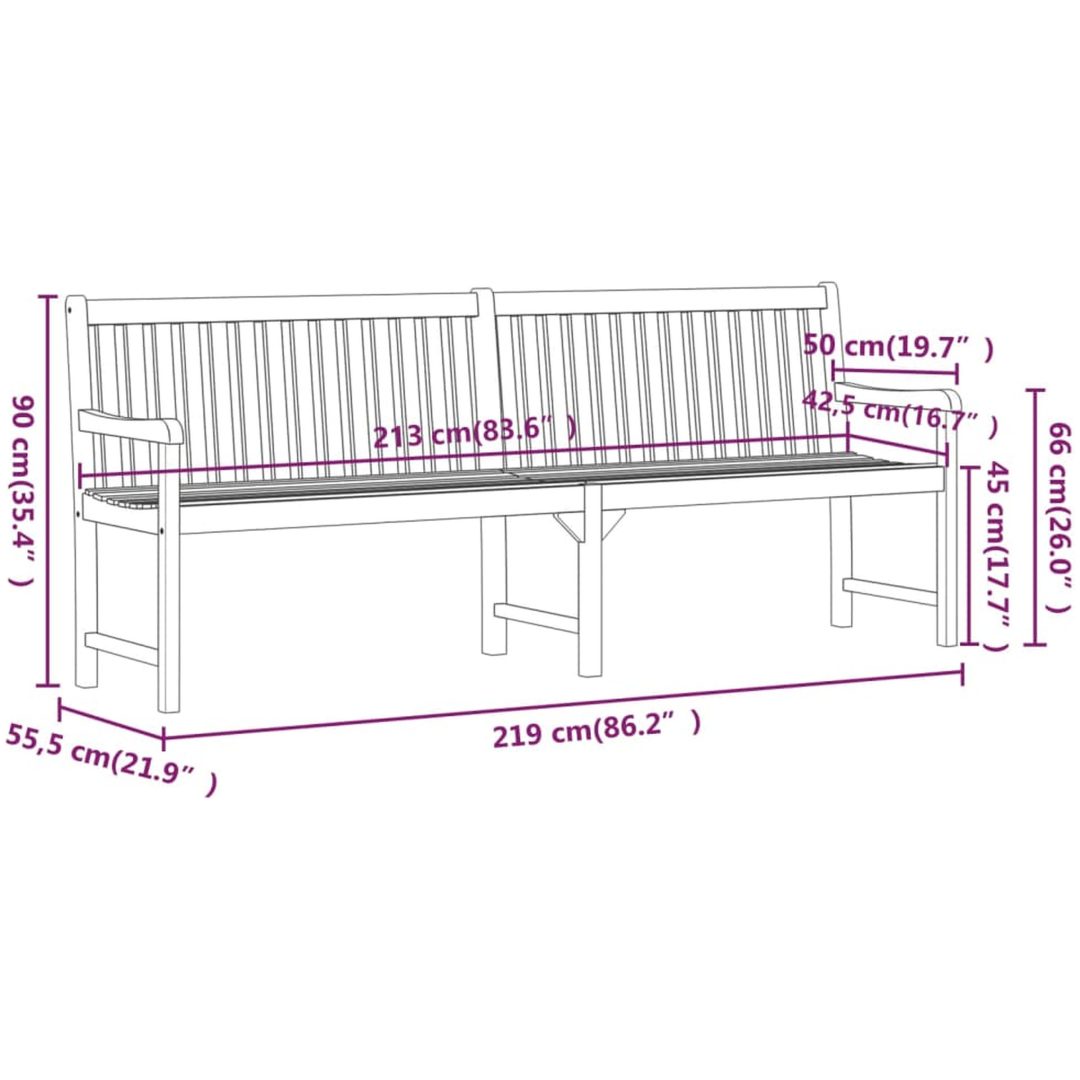 Trädgårdsbänk 219 cm massivt akaciaträ vidaXL 219 x 55.5 x 90 cm – bild 7