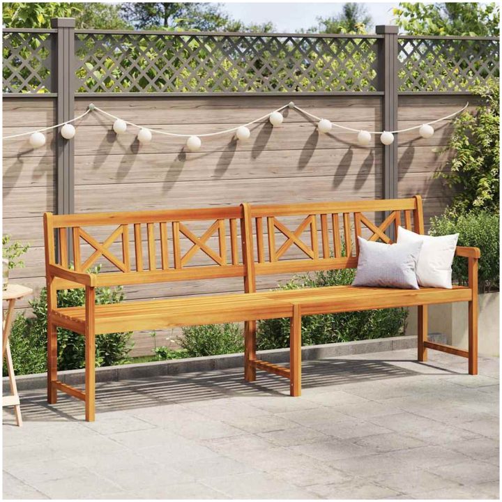 Trädgårdsbänk 220x56x90 cm Massiv trä Akaciaträ vidaXL 219 x 55.5 x 90 cm – bild 3