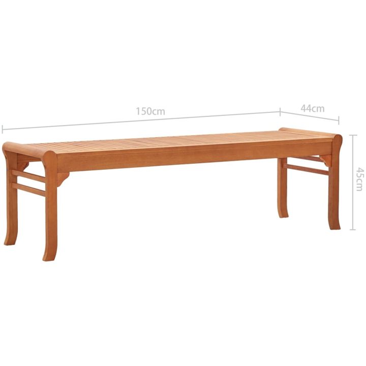 Trädgårdsbänk 3-sits 150 cm massivt eukalyptusträ vidaXL 150 x 44 x 45 cm – bild 6