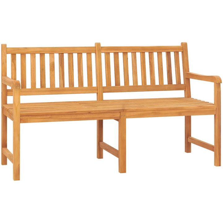 Trädgårdsbänk 3-sits med bord 150 cm massiv teak vidaXL – bild 2
