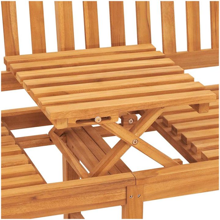 Trädgårdsbänk 3-sits med bord 150 cm massiv teak vidaXL – bild 8