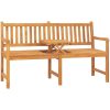 Trädgårdsbänk 3-sits med bord 150 cm massiv teak vidaXL – miniatyr 1