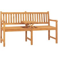 Trädgårdsbänk 3-sits med bord 150 cm massiv teak vidaXL