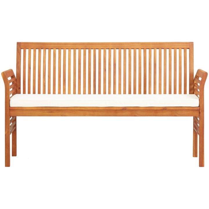 Trädgårdsbänk 3-sits med dyna massivt akaciaträ vidaXL 150 cm – bild 2