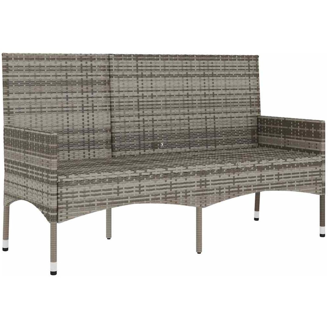Trädgårdsbänk 3-sits med dynor konstrotting grå vidaXL – bild 4
