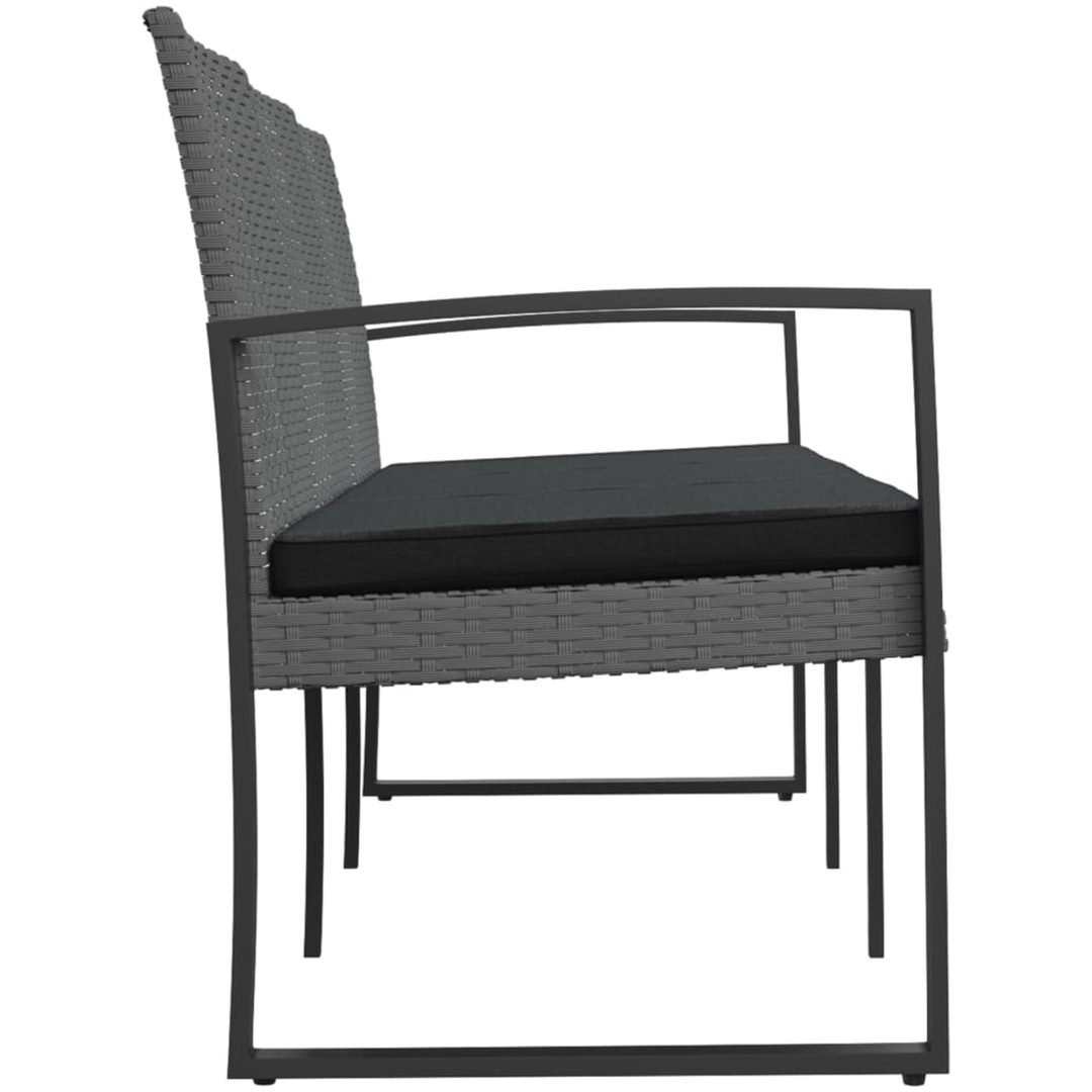 Trädgårdsbänk 3-sits med dynor konstrotting mörkgrå vidaXL – bild 4