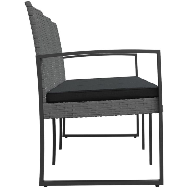 Trädgårdsbänk 3-sits med dynor konstrotting mörkgrå vidaXL – bild 4