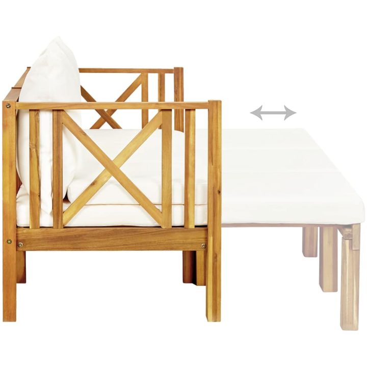Trädgårdsbänk 3-sits med dynor massivt akaciaträ vidaXL 179 cm – bild 6