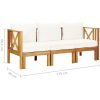 Trädgårdsbänk 3-sits med dynor massivt akaciaträ vidaXL 179 cm – miniatyr 8