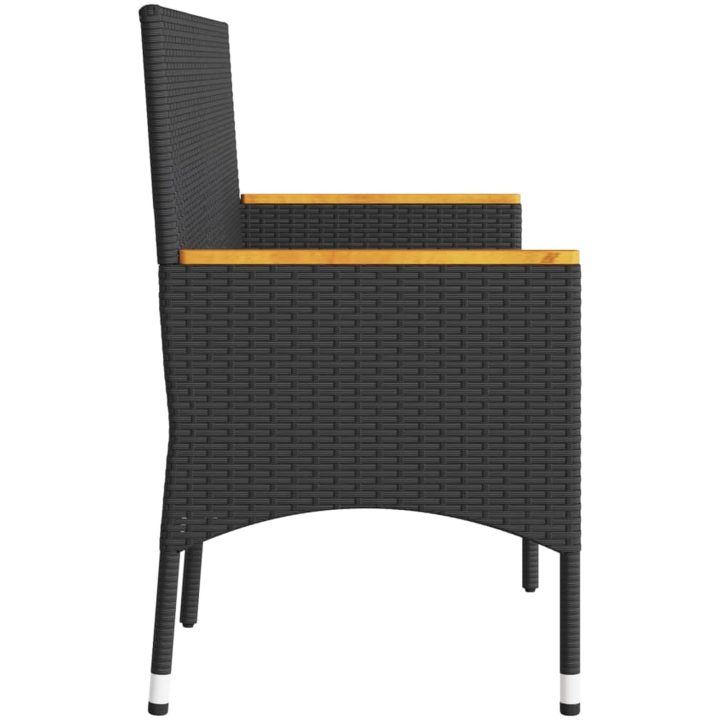 Trädgårdsbänk 3-sits med kuddar svart konstrotting vidaXL – bild 5