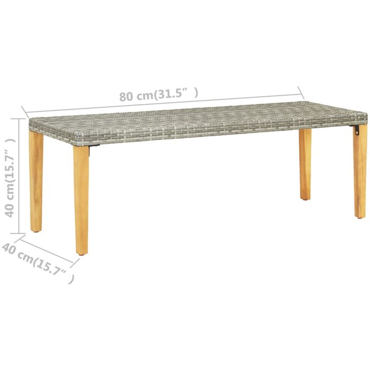Trädgårdsbänk 80 cm konstrotting grå vidaXL – bild 5